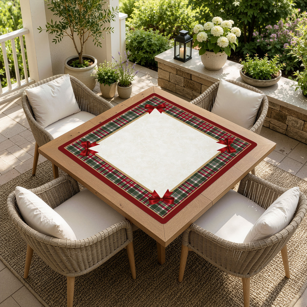 Holiday Red Christmas Collection Mahjong Mat for Table - Shipped Rolled