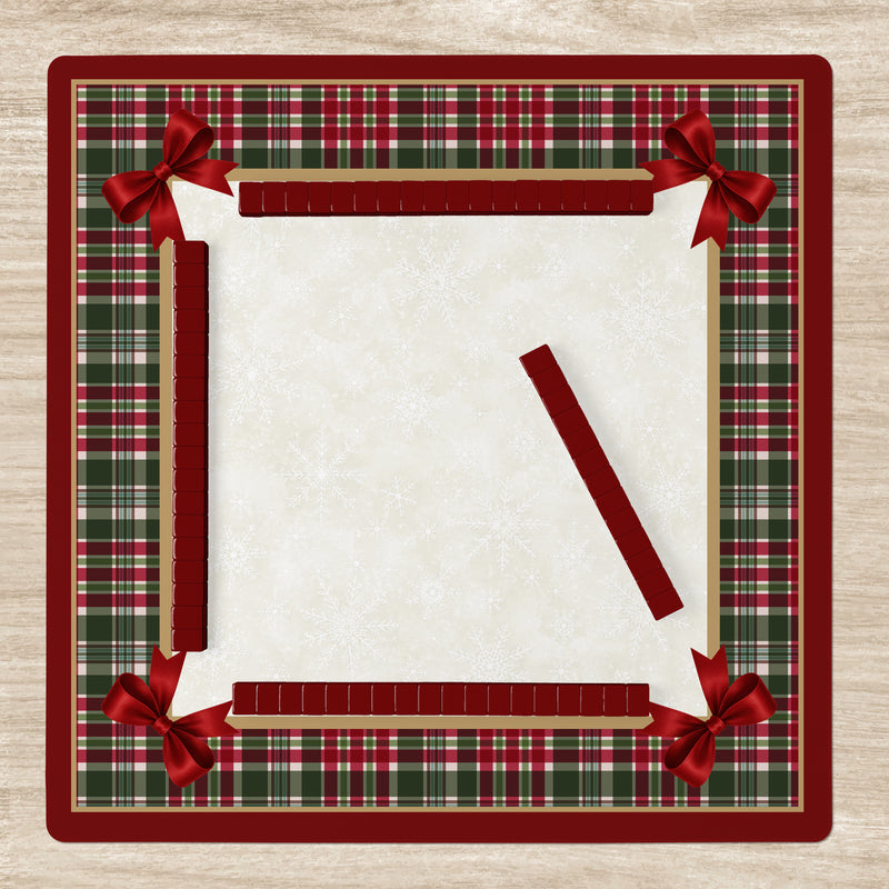 Holiday Red Christmas Collection Mahjong Mat for Table - Shipped Rolled