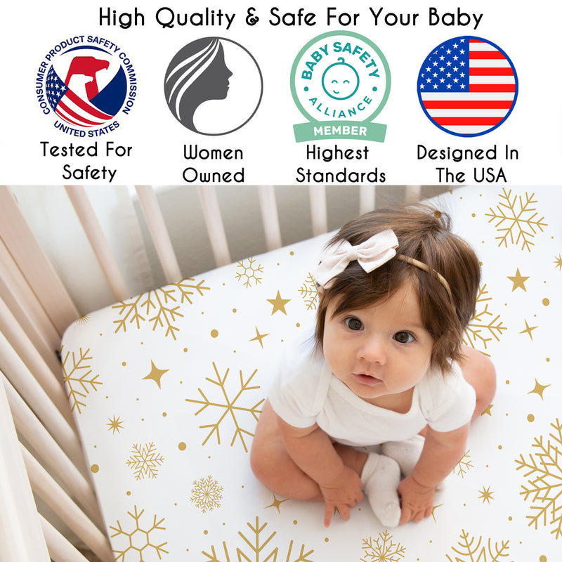 Christmas Holiday Collection Crib Sheet - Snowflakes Print
