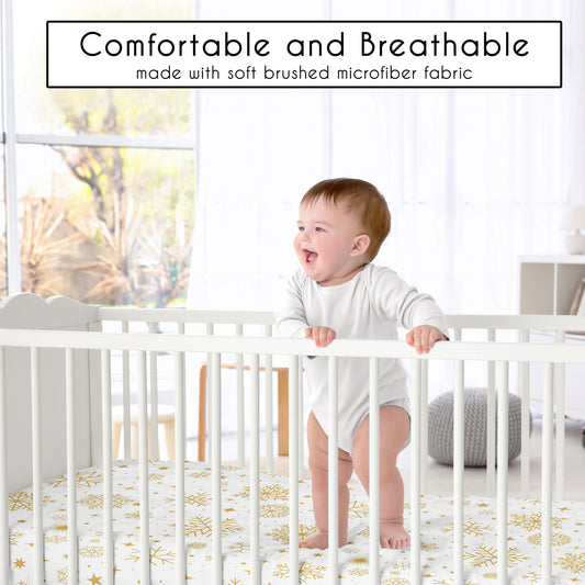 Christmas Holiday Collection Crib Sheet - Snowflakes Print
