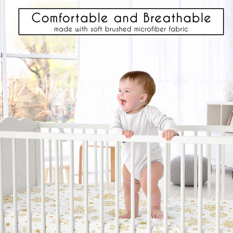 Christmas Holiday Collection Crib Sheet - Snowflakes Print