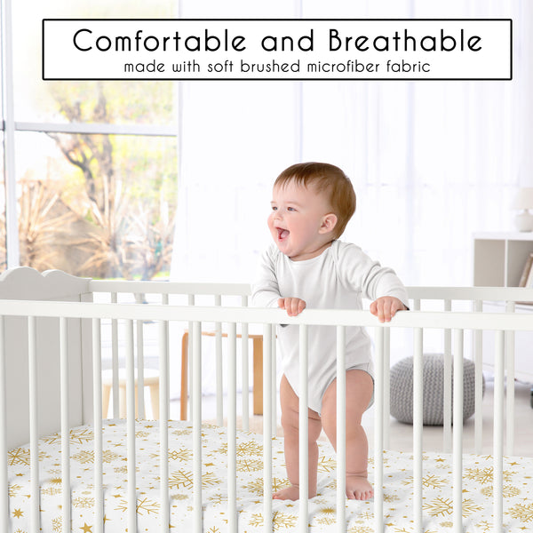 Christmas Holiday Collection Crib Sheet - Snowflakes Print alternate view