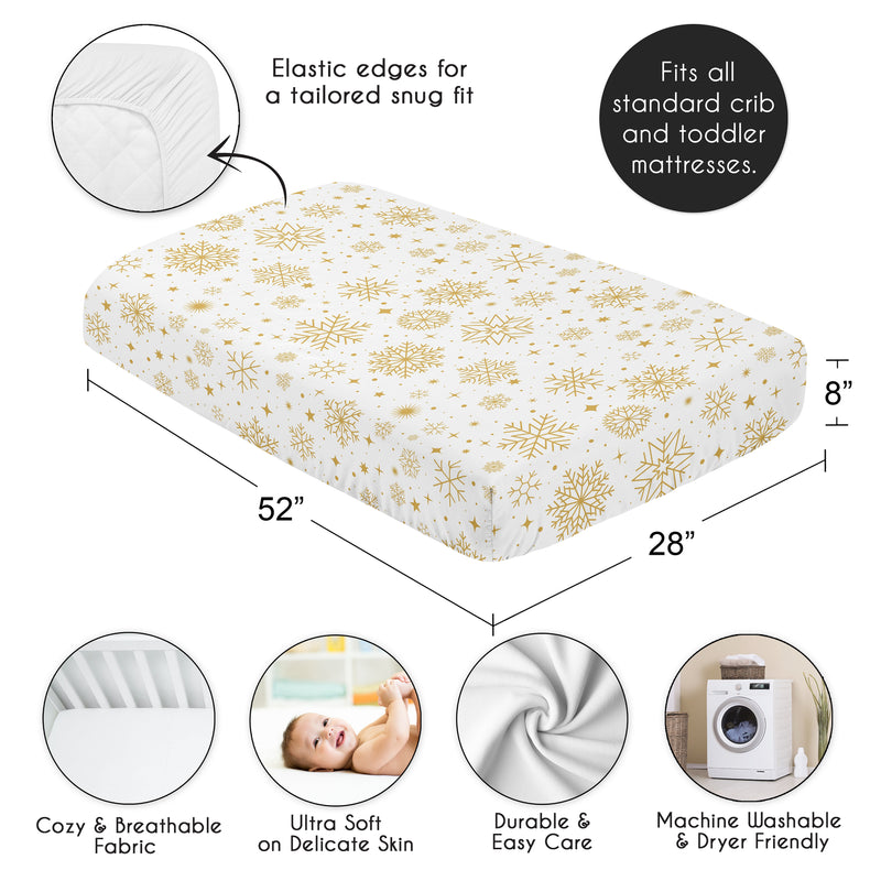 Christmas Holiday Collection Crib Sheet - Snowflakes Print