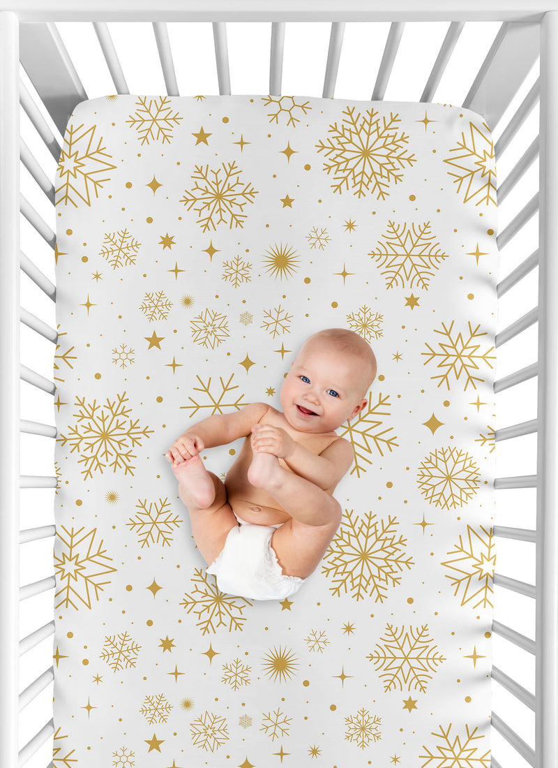 Christmas Holiday Collection Crib Sheet - Snowflakes Print