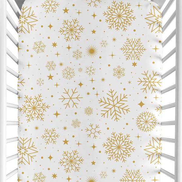Christmas Holiday Collection Crib Sheet - Snowflakes Print