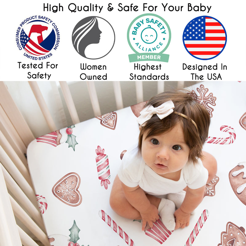 Christmas Holiday Collection Crib Sheet - Gingerbread Treats Print