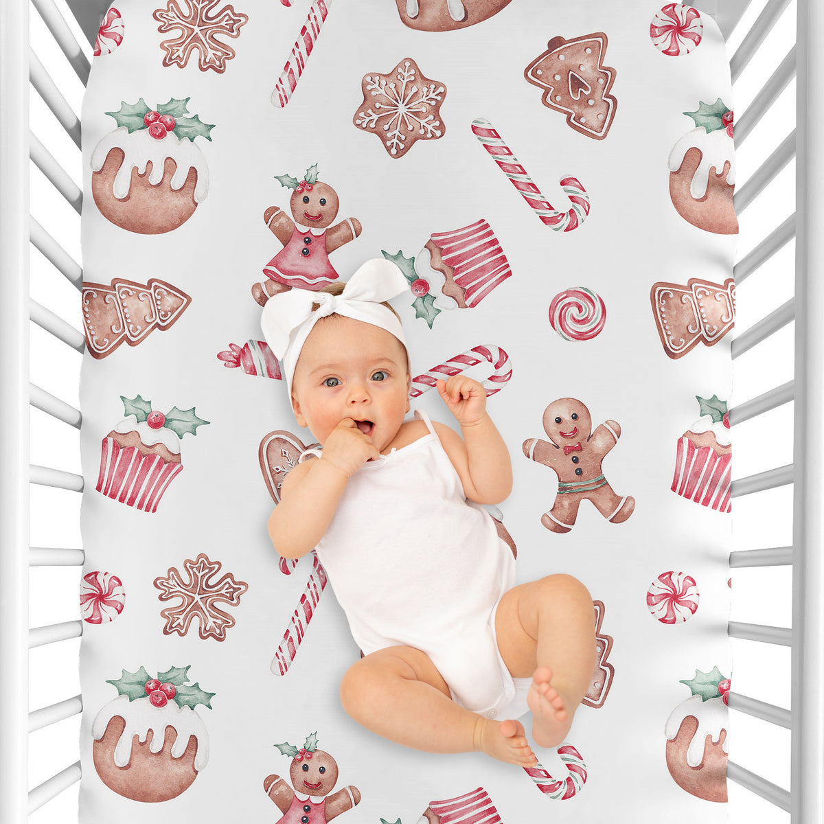 Christmas Holiday Collection Crib Sheet - Gingerbread Treats Print