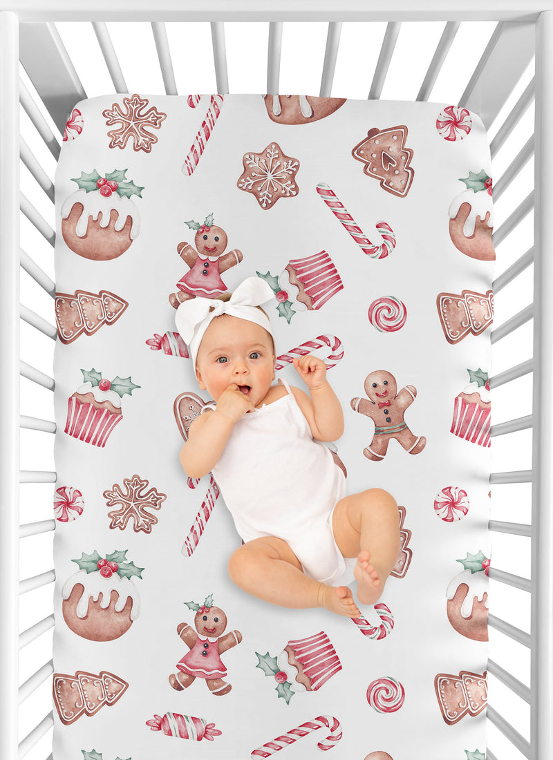 Christmas Holiday Collection Crib Sheet - Gingerbread Treats Print