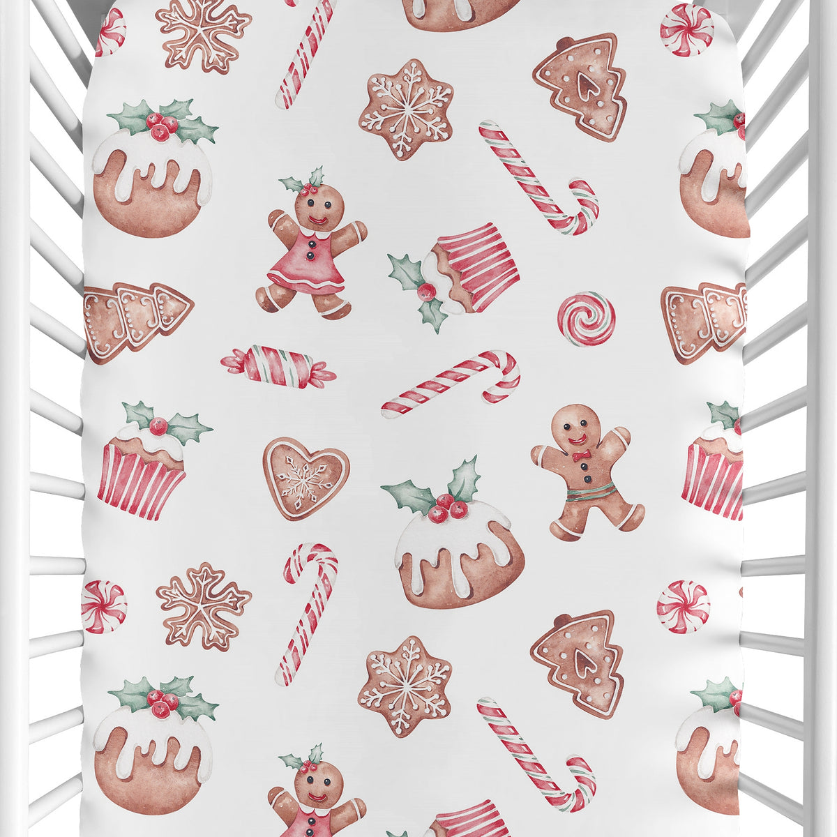 Christmas Holiday Collection Crib Sheet - Gingerbread Treats Print