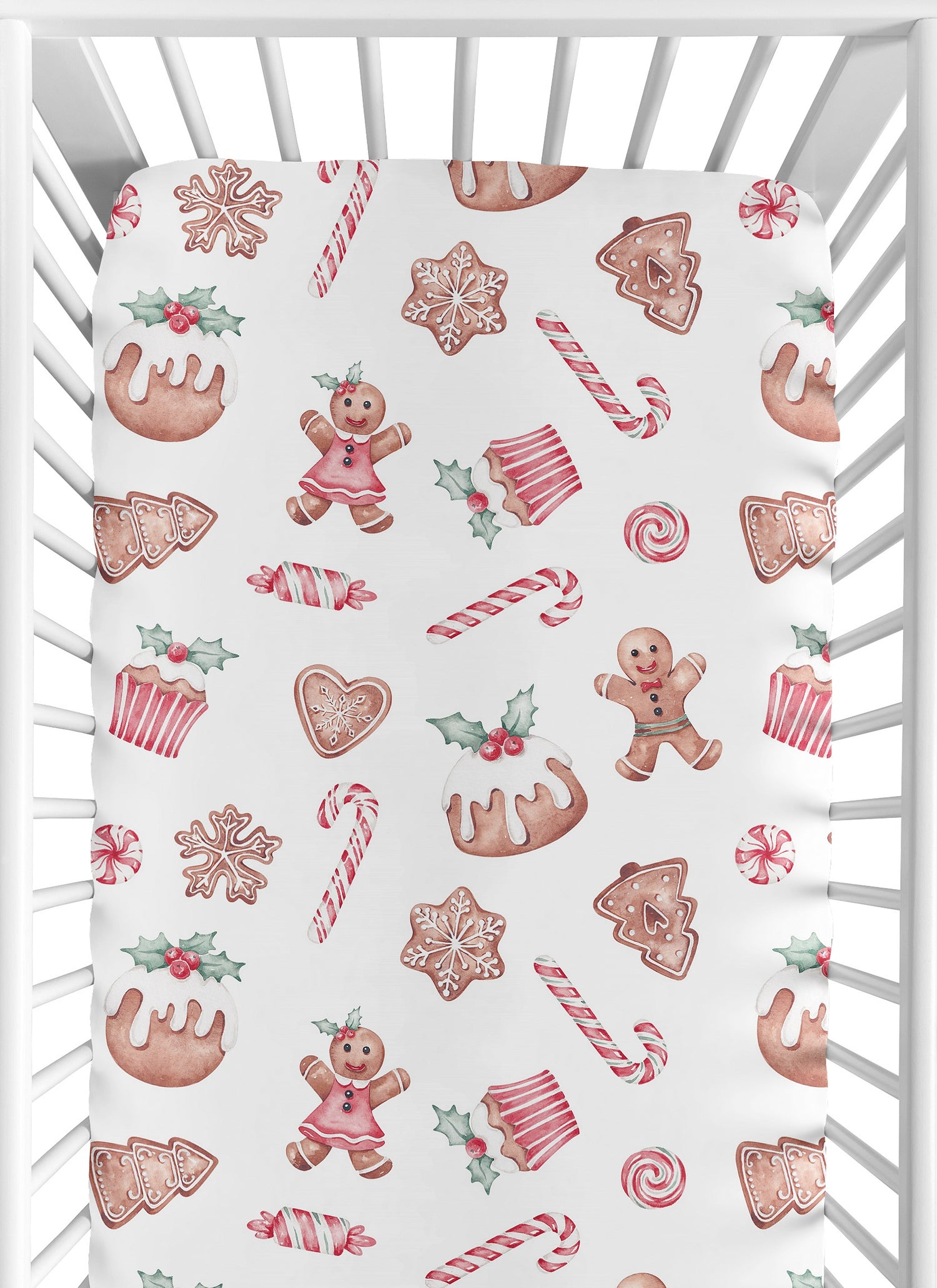 Christmas Holiday Collection Crib Sheet - Gingerbread Treats Print