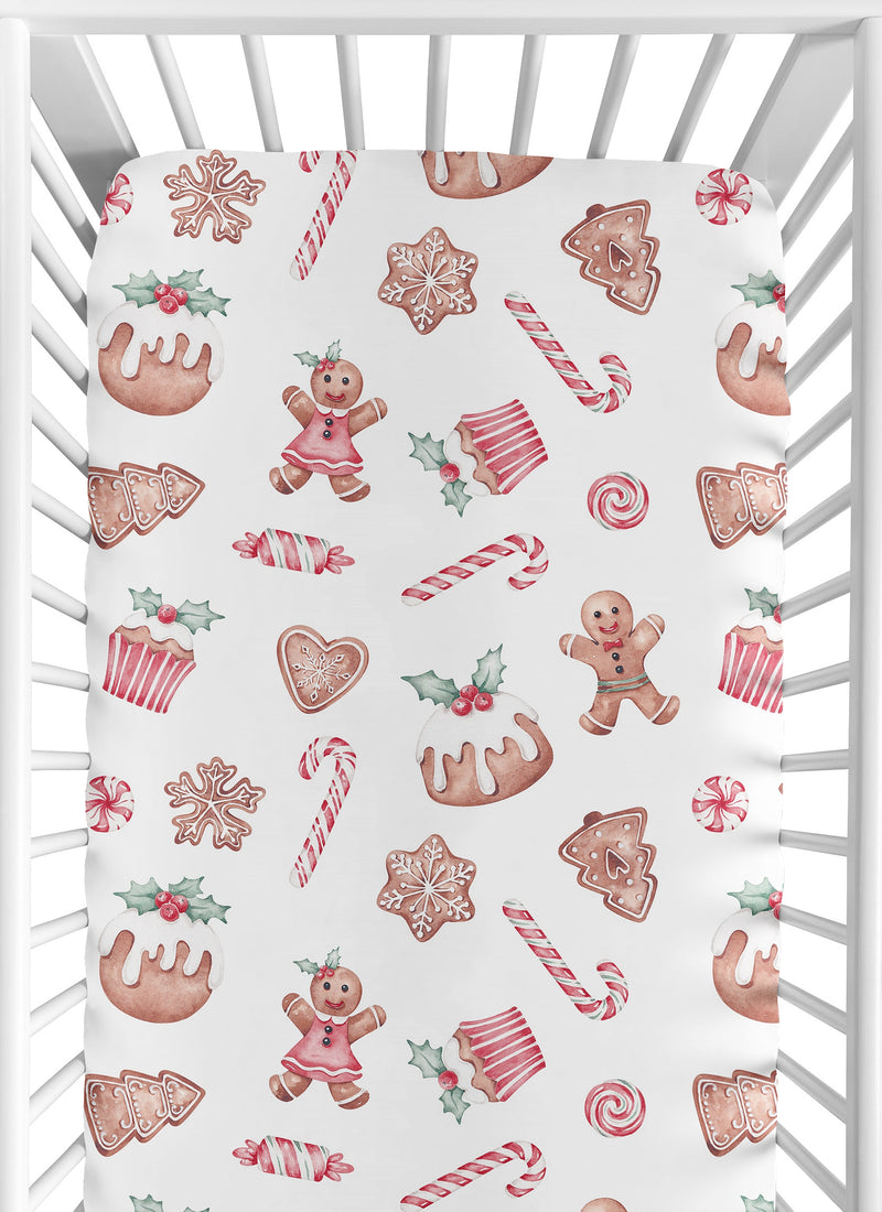 Christmas Holiday Collection Crib Sheet - Gingerbread Treats Print