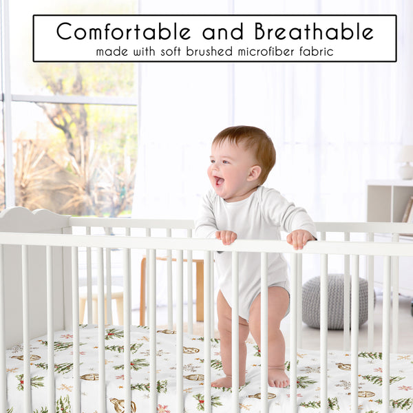Christmas Holiday Collection Crib Sheet - Pinetrees Print alternate view