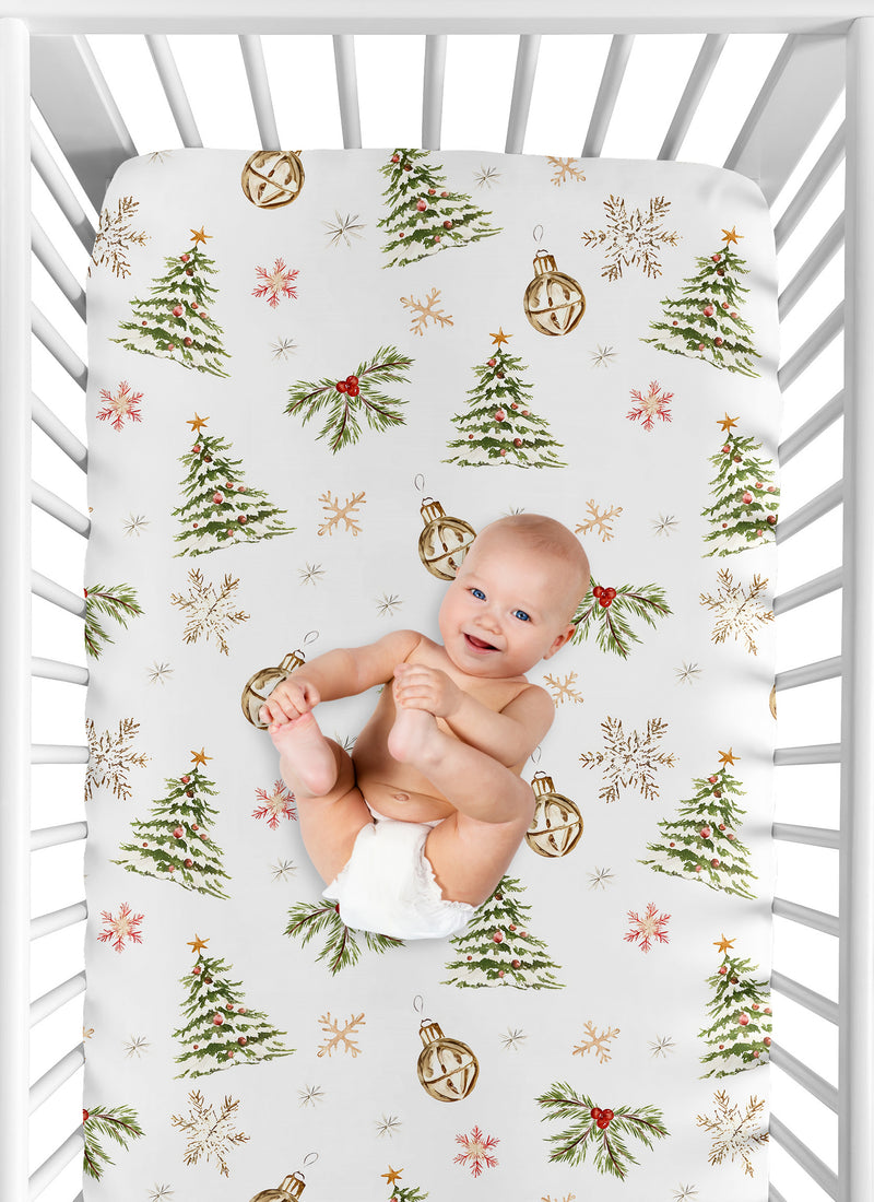 Christmas Holiday Collection Crib Sheet - Pinetrees Print