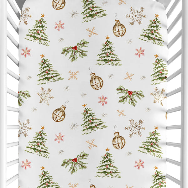 Christmas Holiday Collection Crib Sheet - Pinetrees Print