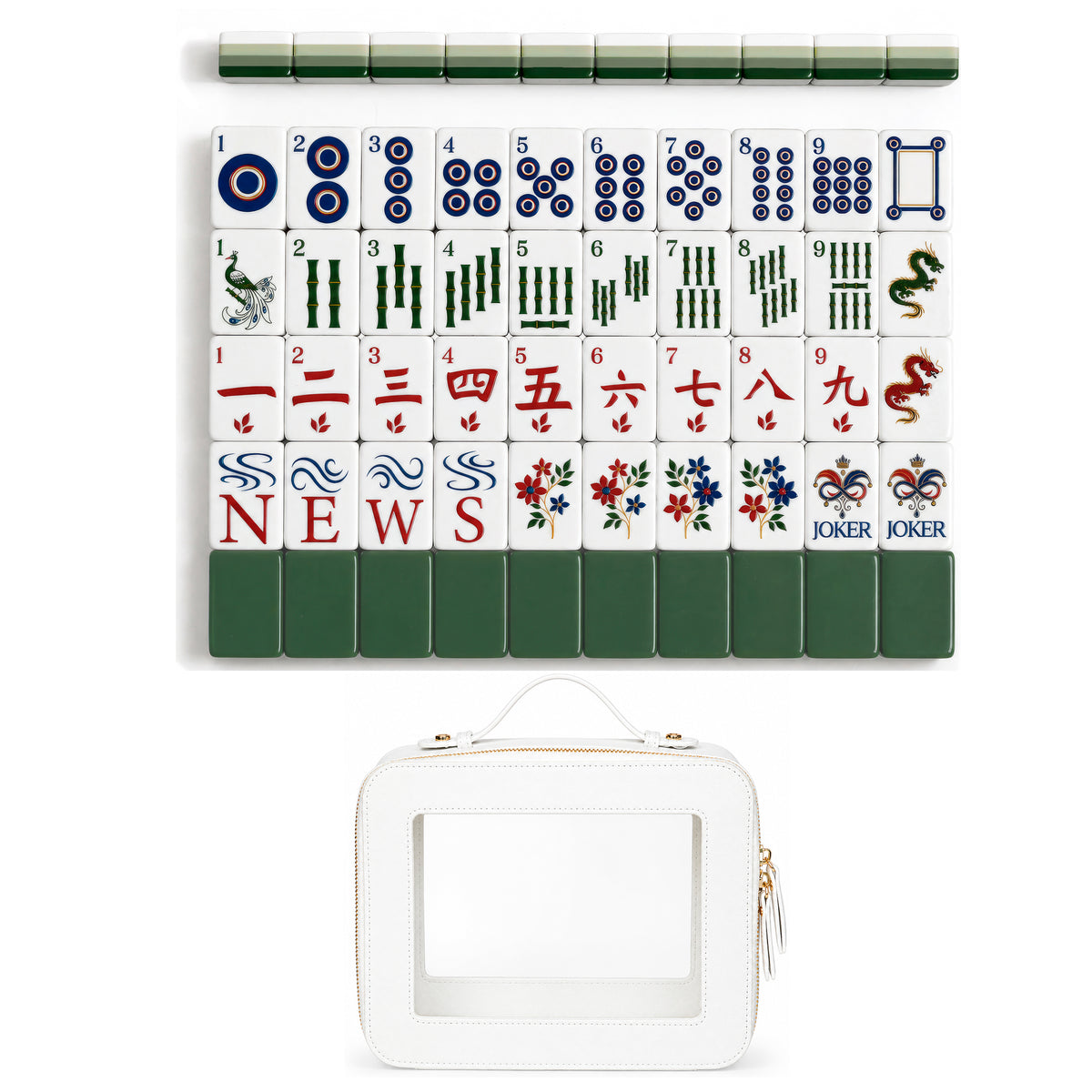Green Classic Collection American Mahjong Tile Set (160pc) 1.26in. Layered Acrylic with Travel Bag