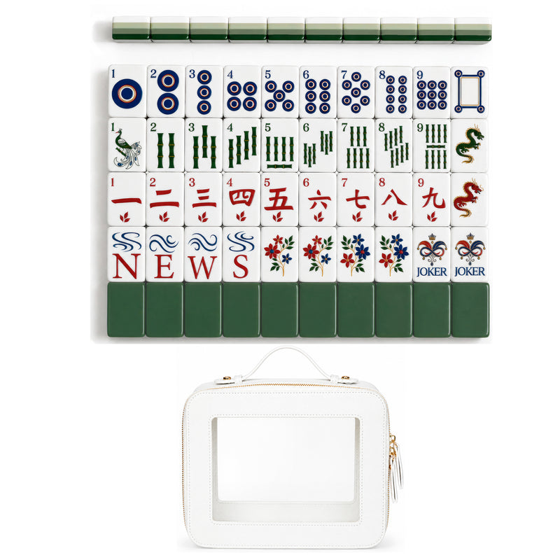 Green Classic Collection American Mahjong Tile Set (160pc) 1.26in. Layered Acrylic with Travel Bag