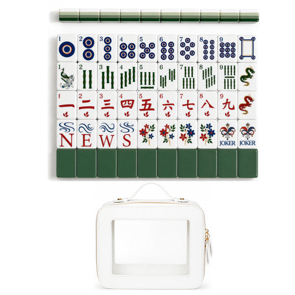 Green Classic Collection American Mahjong Tile Set (160pc) 1.26in. Layered Acrylic with Travel Bag
