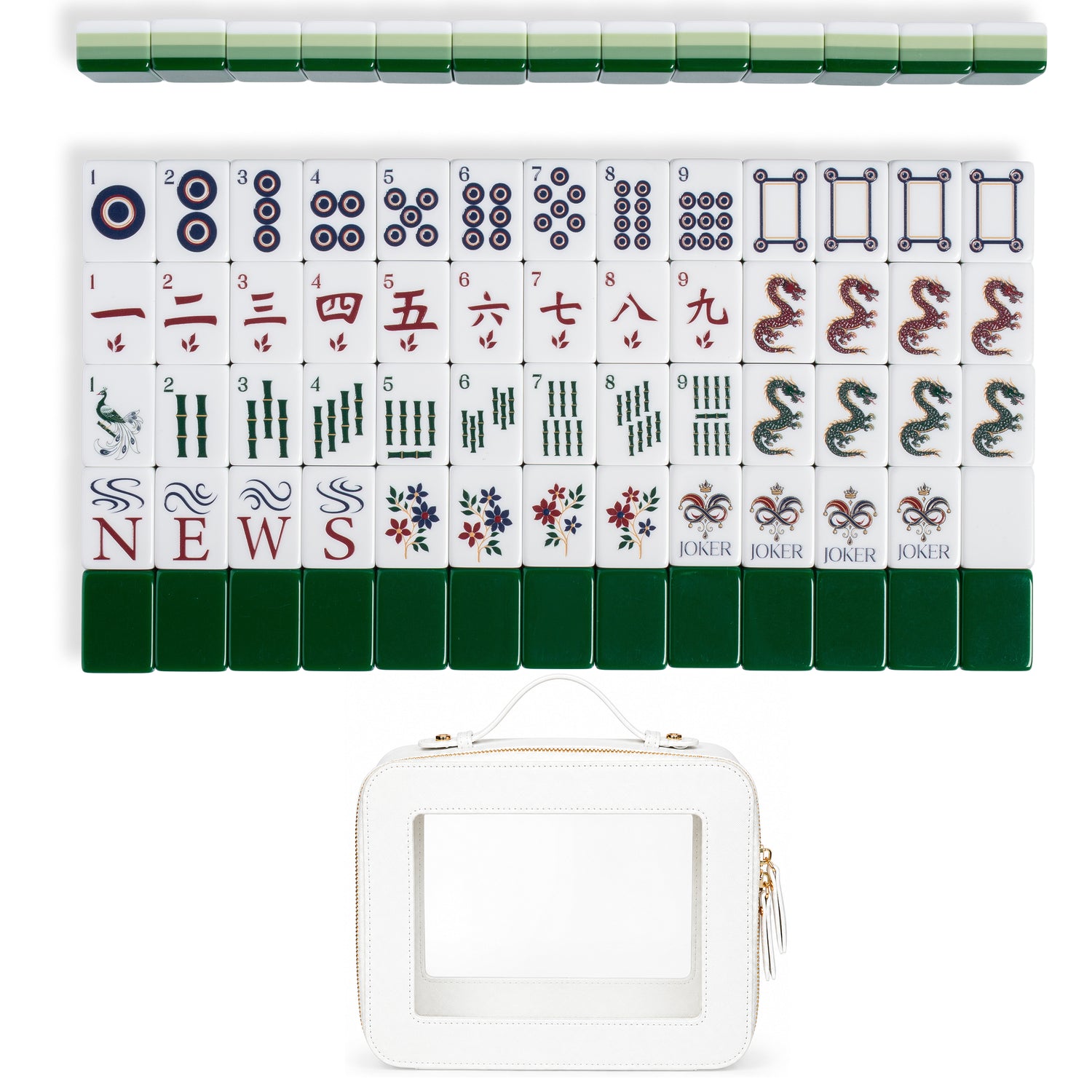Green Classic Collection American Mahjong Tile Set (160pc) 1.24in. Layered Acrylic with Travel Bag