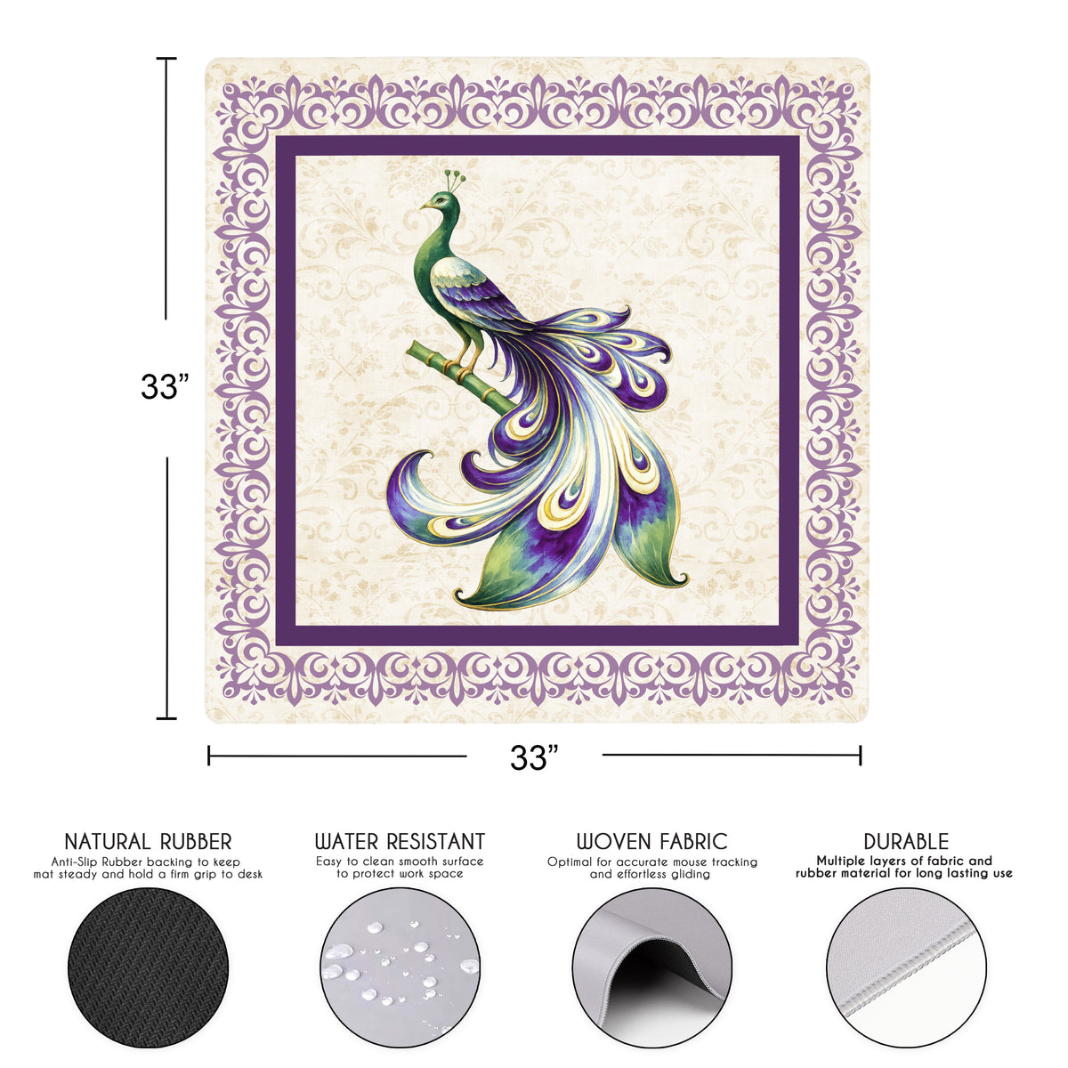 Purple Classic Collection Mahjong Mat for Table - Shipped Rolled