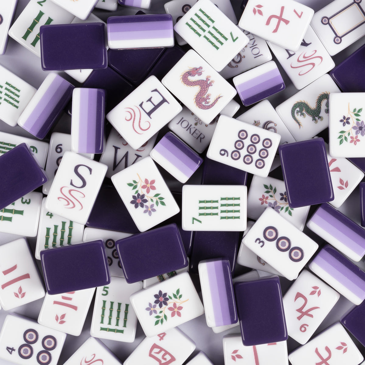 Purple Classic Collection American Mahjong Tile Set (160pc) 1.24in. Layered Acrylic with Travel Bag