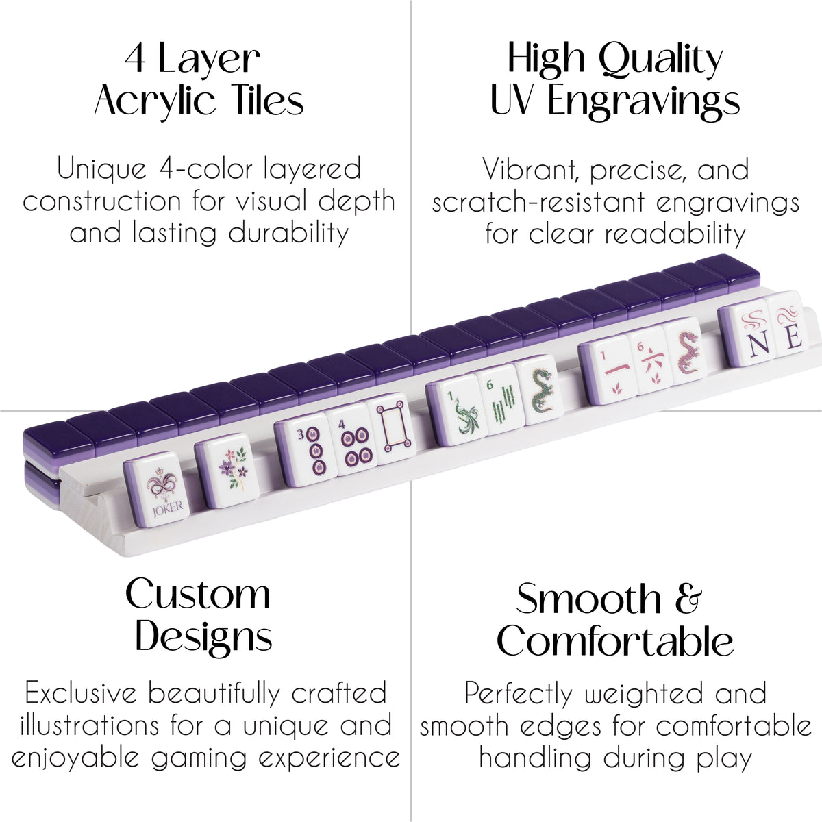 Purple Classic Collection American Mahjong Tile Set (160pc) 1.24in. Layered Acrylic with Travel Bag