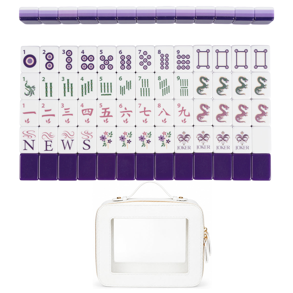 Purple Classic Collection American Mahjong Tile Set (160pc) 1.24in. Layered Acrylic with Travel Bag