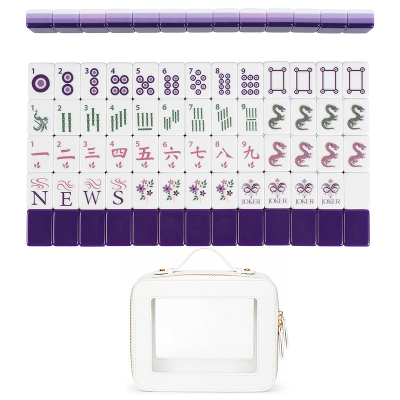 Purple Classic Collection American Mahjong Tile Set (160pc) 1.24in. Layered Acrylic with Travel Bag