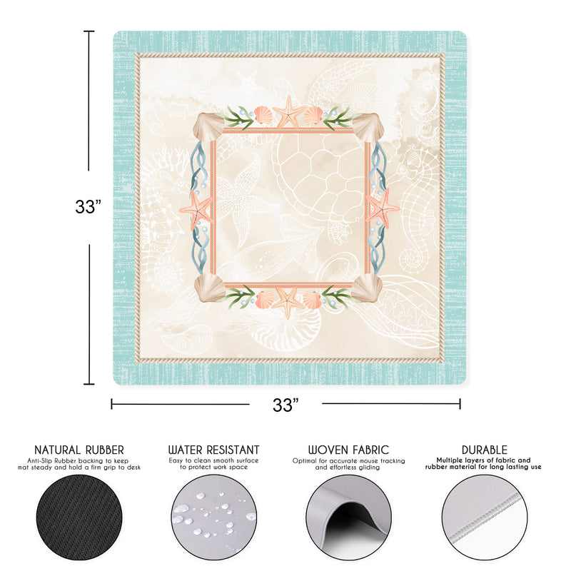 Blue Coastal Paradise Collection Mahjong Mat for Table - Shipped Rolled