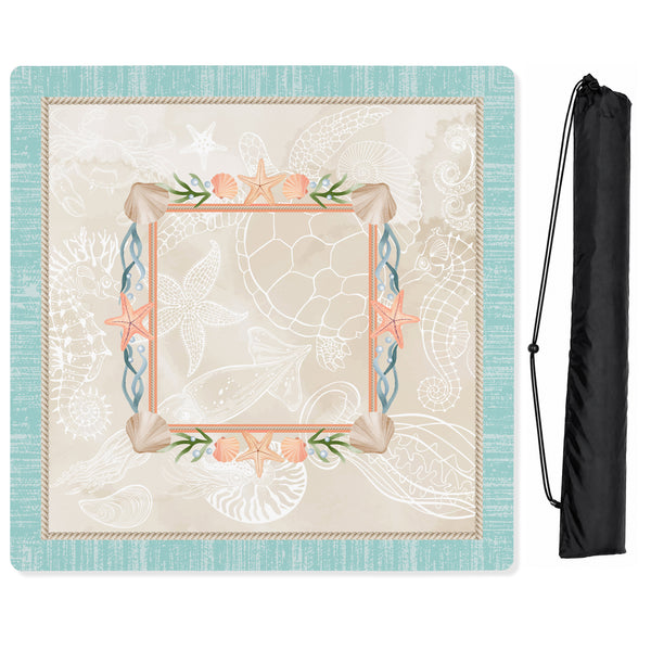 Blue Coastal Paradise Collection Mahjong Mat for Table - Shipped Rolled