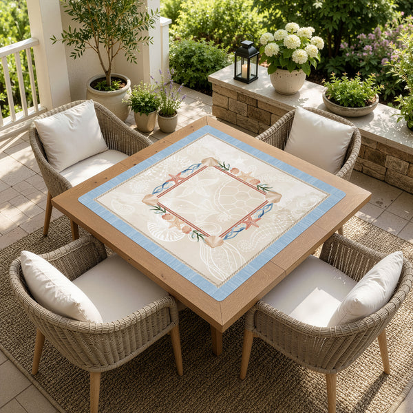 Sky Blue Coastal Paradise Collection Mahjong Mat for Table - Shipped Rolled alternate view