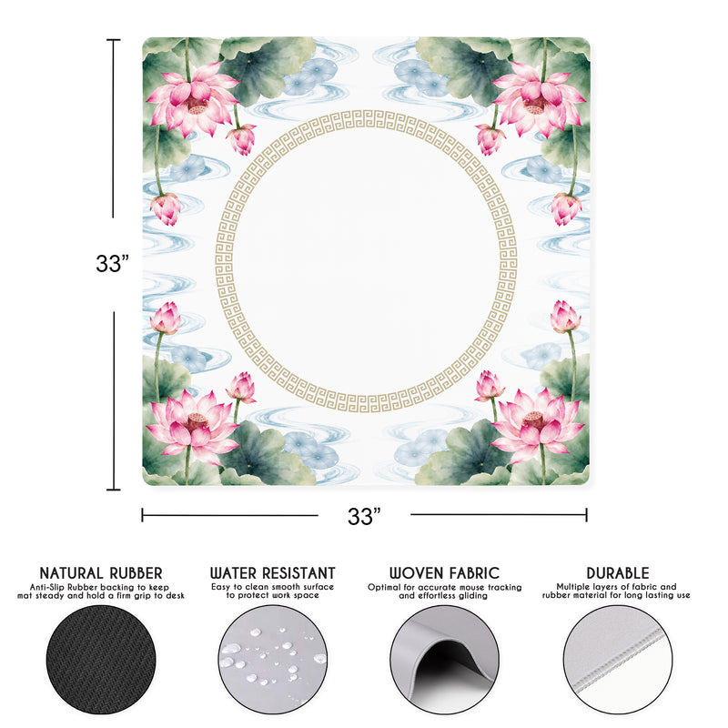 MJTI Community Collection Mahjong Mat for Table - Shipped Rolled - Lotus Floral