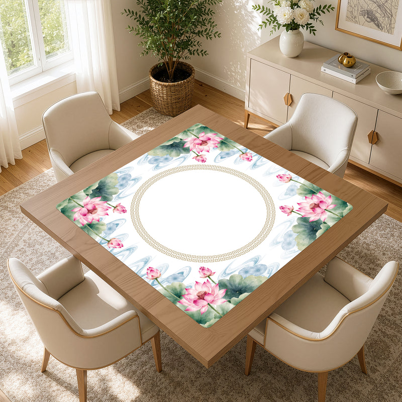 MJTI Community Collection Mahjong Mat for Table - Shipped Rolled - Lotus Floral