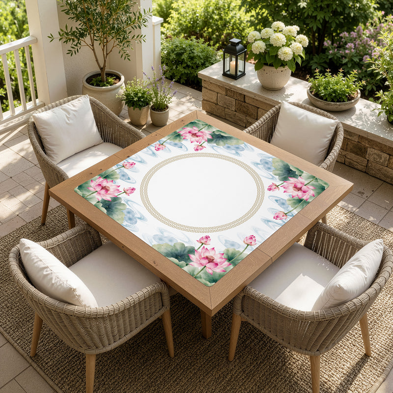 MJTI Community Collection Mahjong Mat for Table - Shipped Rolled - Lotus Floral