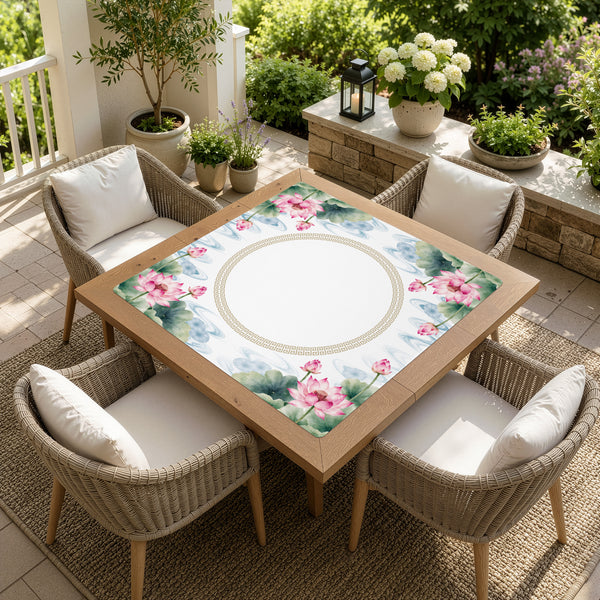 MJTI Community Collection Mahjong Mat for Table - Shipped Rolled - Lotus Floral alternate view