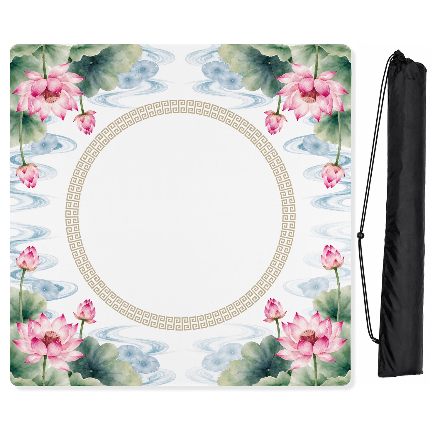 MJTI Community Collection Mahjong Mat for Table - Shipped Rolled - Lotus Floral