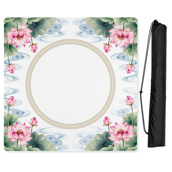 MJTI Community Collection Mahjong Mat for Table - Shipped Rolled - Lotus Floral