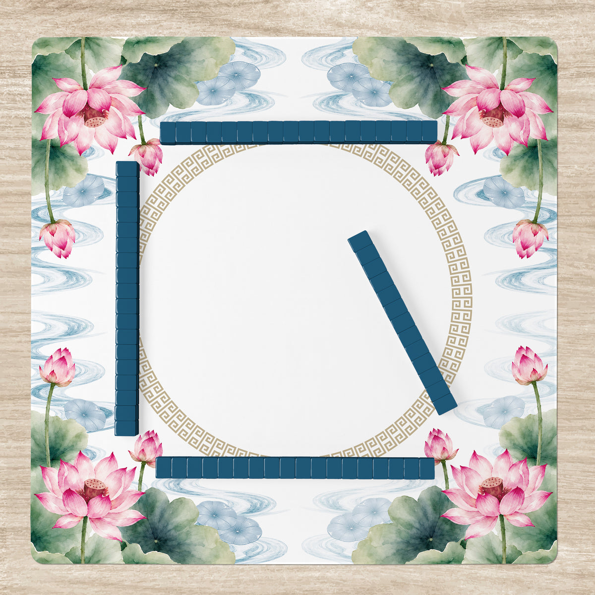 MJTI Community Collection Mahjong Mat for Table - Shipped Rolled - Lotus Floral