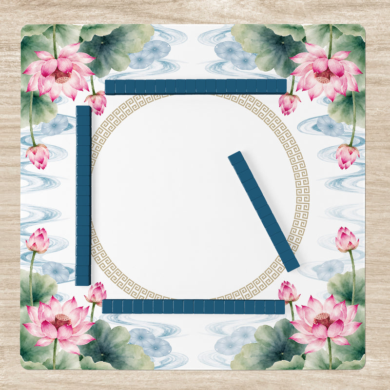 MJTI Community Collection Mahjong Mat for Table - Shipped Rolled - Lotus Floral
