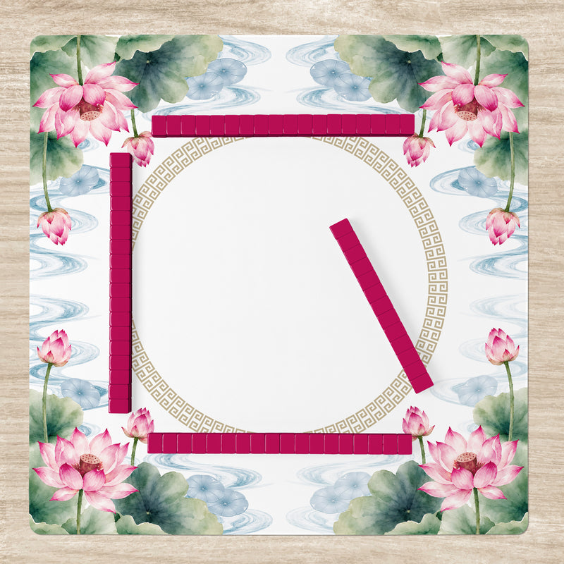 MJTI Community Collection Mahjong Mat for Table - Shipped Rolled - Lotus Floral