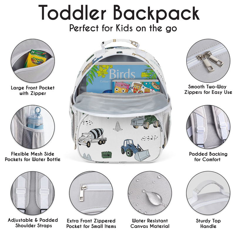 Construction Truck Green and Blue Collection Small Toddler Backpack