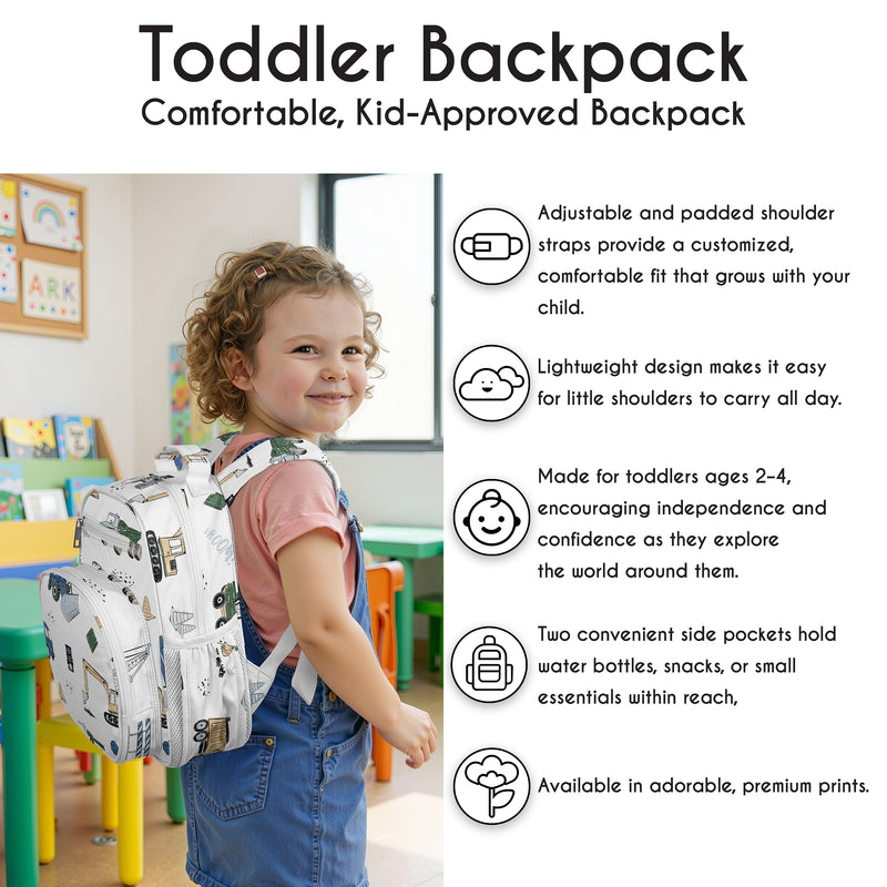 Construction Truck Green and Blue Collection Small Toddler Backpack
