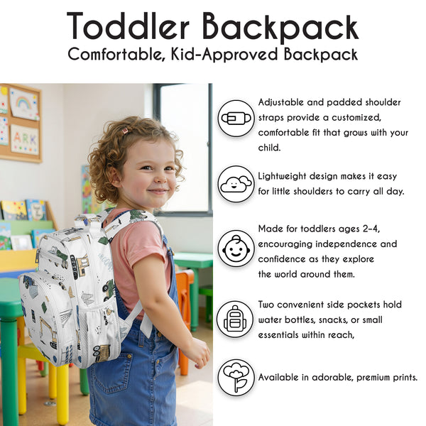 Construction Truck Green and Blue Collection Small Toddler Backpack alternate view