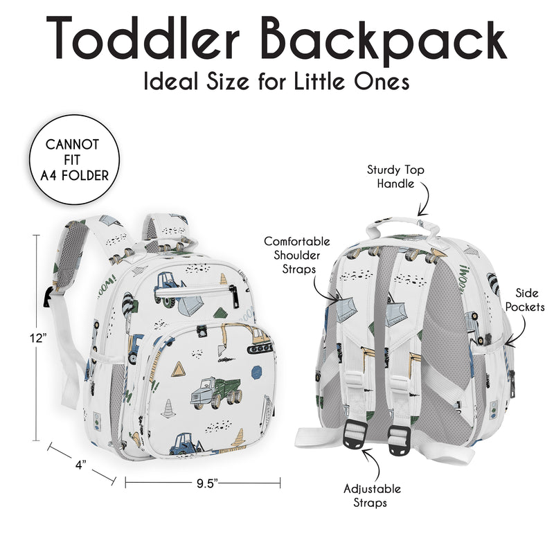 Construction Truck Green and Blue Collection Small Toddler Backpack