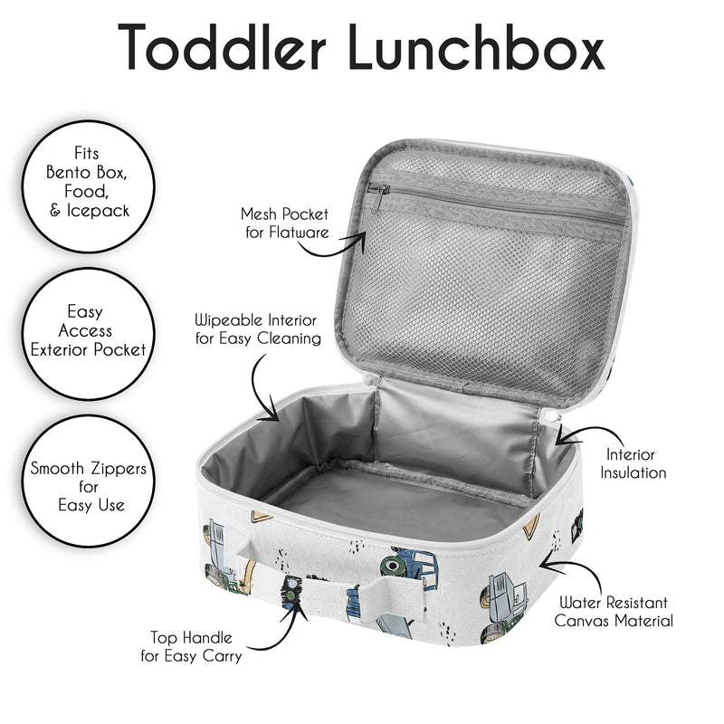Construction Truck Green and Blue Collection Small Kids Lunch Box