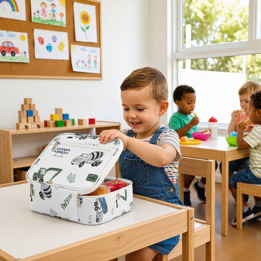 Construction Truck Green and Blue Collection Small Kids Lunch Box