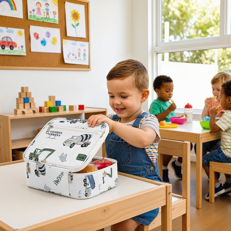 Construction Truck Green and Blue Collection Small Kids Lunch Box