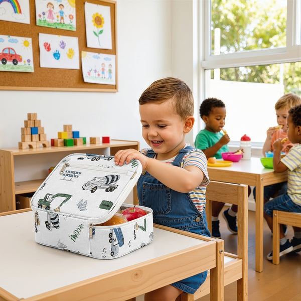 Construction Truck Green and Blue Collection Small Kids Lunch Box alternate view