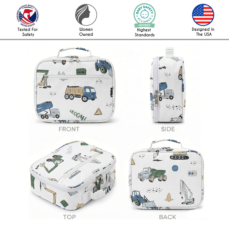 Construction Truck Green and Blue Collection Small Kids Lunch Box