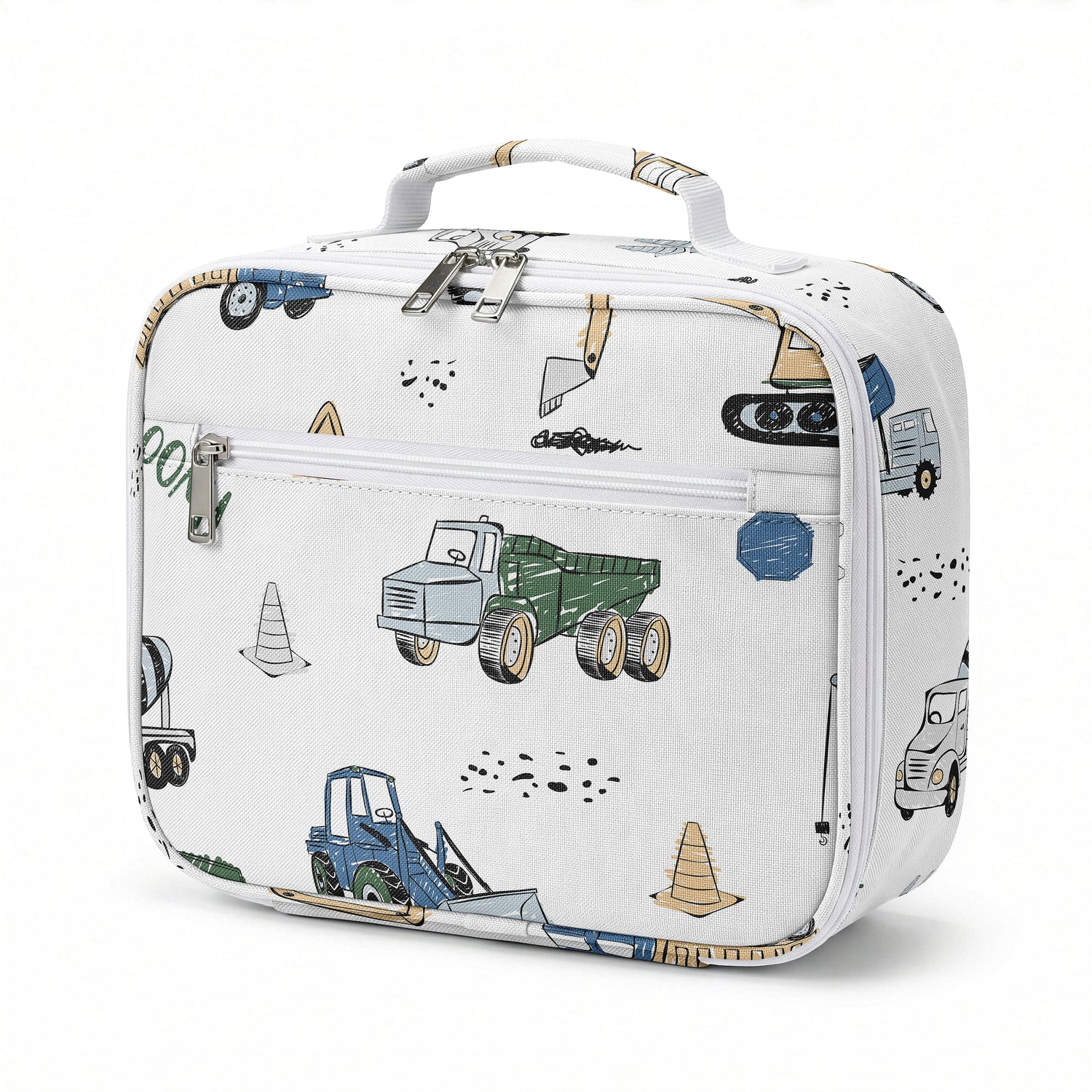 Construction Truck Green and Blue Collection Small Kids Lunch Box