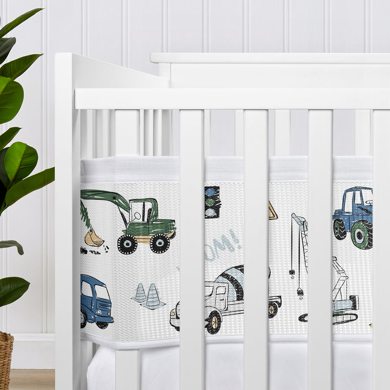 Construction Truck Green and Blue Collection Sweet Jojo Designs + BreathableBaby Breathable Mesh Crib Liner